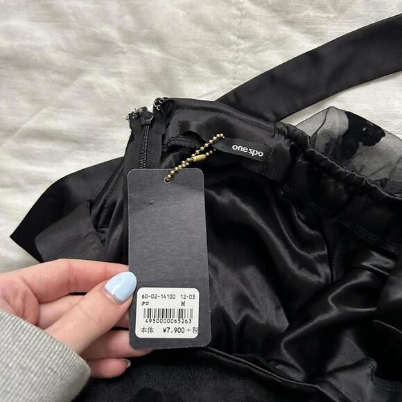 NWT Black flocked heart tulle tiered ruffle dress with bow strap detail - Picture 6 of 8